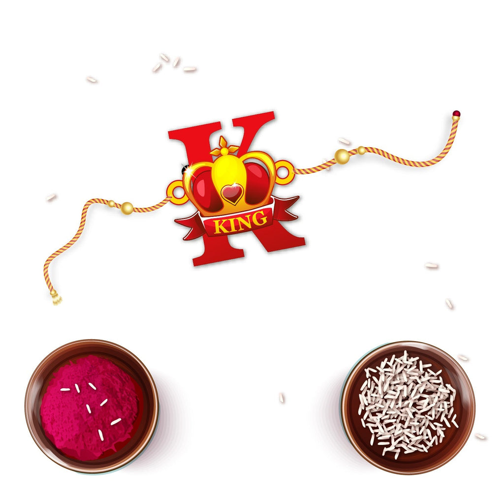 Indianvibez Royal King Bhai Wooden Rakhi, Rudraksha Rakhi for Brother - Kids Rakhi | Grocsy
