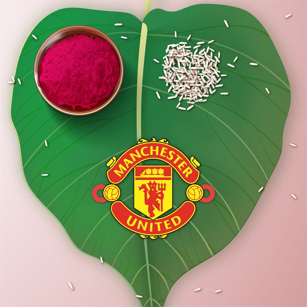 Indianvibez Manchester United Wooden Rakhi with Rudraksha, Football Rakhi for Bro, Shop India - Kids Rakhi | Grocsy