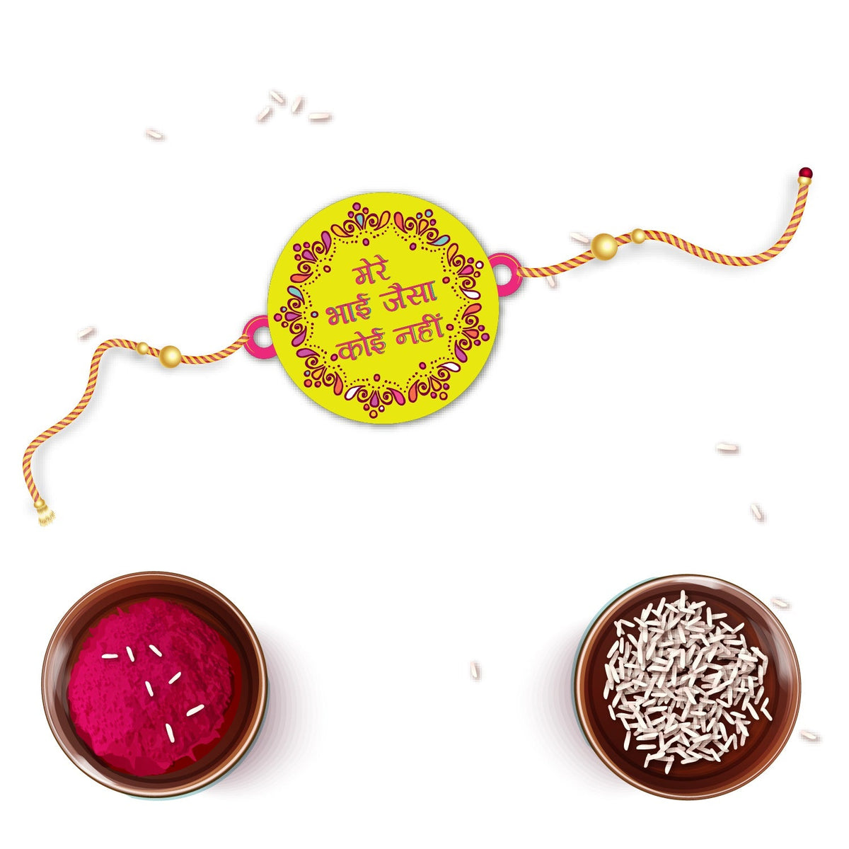 Indianvibez Mere Bhai Jaisa Koi Nahi Rakhi, Rakhi with Rudraksha Thread - Kids Rakhi | Grocsy