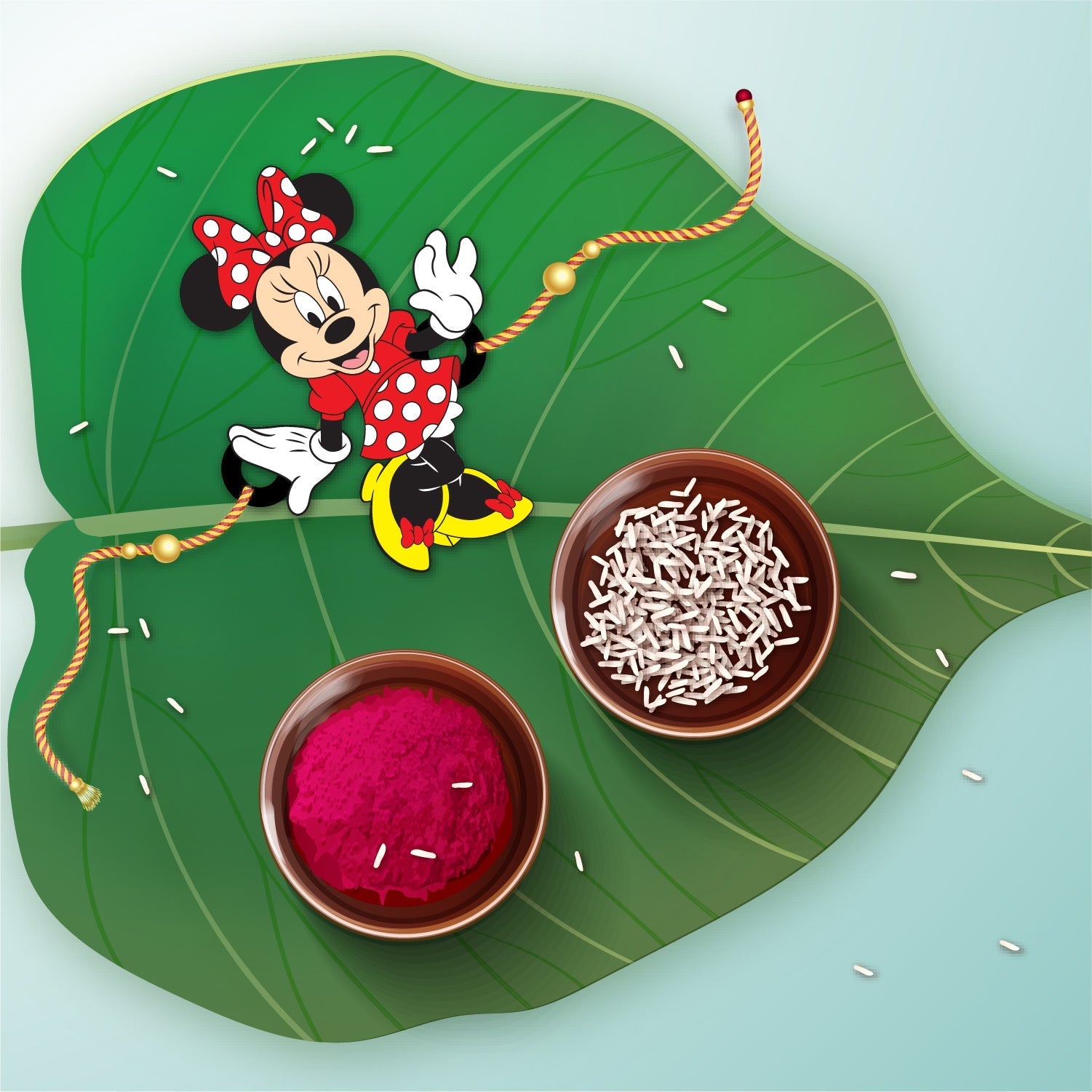 Indianvibez Minnie Wooden Rakhi/Lumba - Kids Rakhi | Grocsy