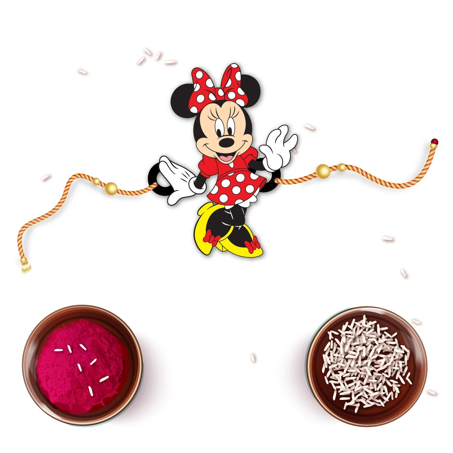 Indianvibez Minnie Wooden Rakhi/Lumba - Kids Rakhi | Grocsy