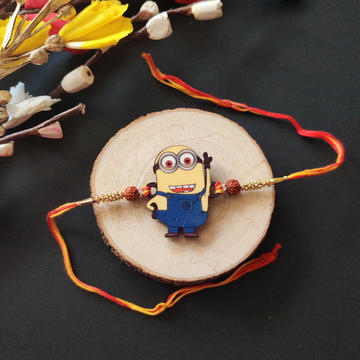 Indianvibez Minion Wooden Rakhi with Rudraksha, Funny Rakhi for Bro, Shop India - Kids Rakhi | Grocsy