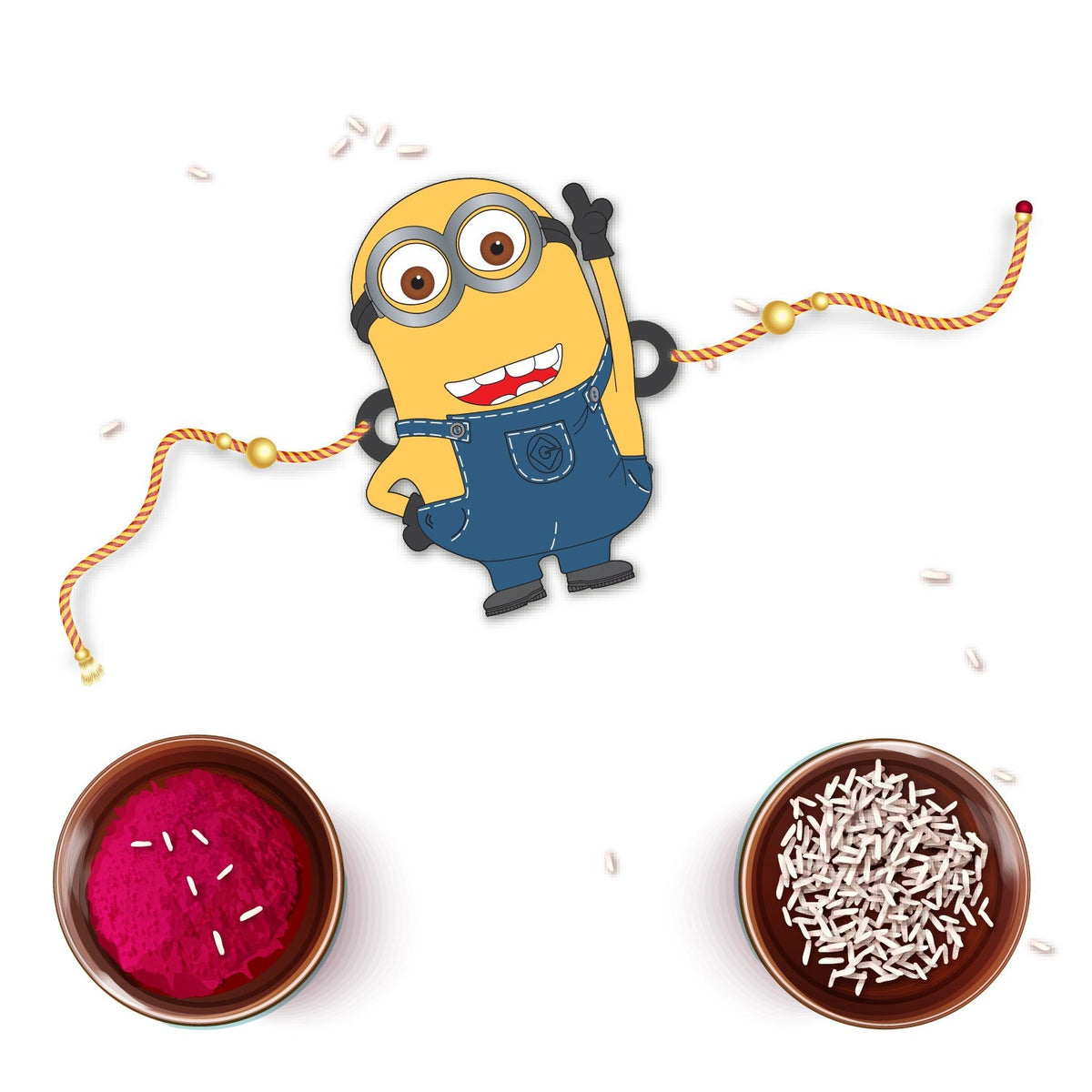 Indianvibez Minion Wooden Rakhi with Rudraksha, Funny Rakhi for Bro, Shop India - Kids Rakhi | Grocsy