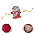Indianvibez Netflix & Bro Wooden Rakhi with Rudraksha, Chill Bhai Rakhi, Shop India - Kids Rakhi | Grocsy