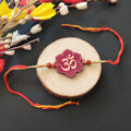 Indianvibez Om Wooden Rakhi with Rudraksha Thread, Rakhi for Brother - Kids Rakhi | Grocsy