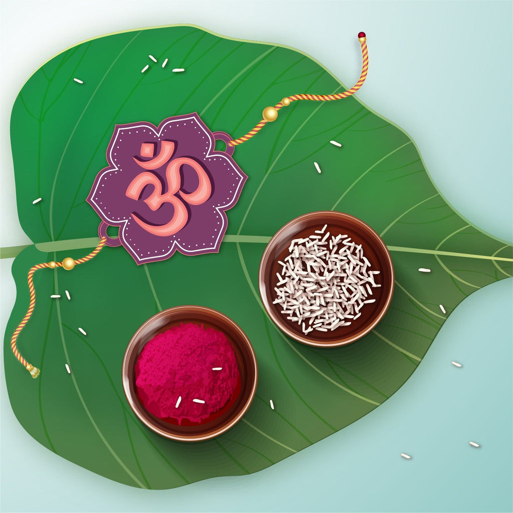 Indianvibez Om Wooden Rakhi with Rudraksha Thread, Rakhi for Brother - Kids Rakhi | Grocsy
