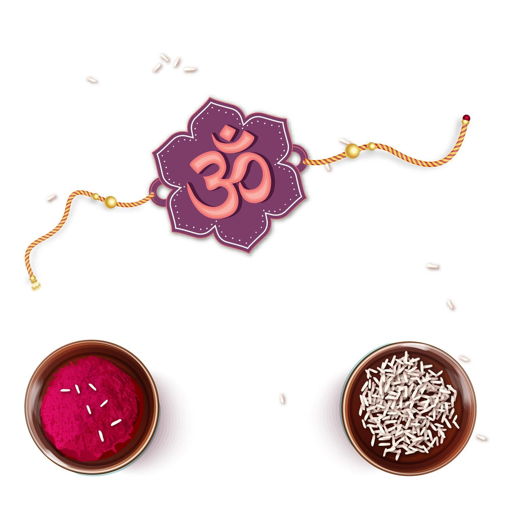 Indianvibez Om Wooden Rakhi with Rudraksha Thread, Rakhi for Brother - Kids Rakhi | Grocsy