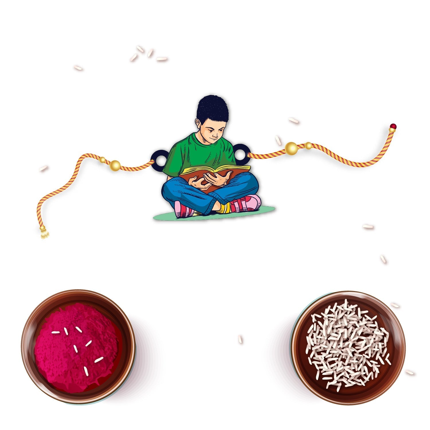 Indianvibez Padhaku Bhai Wooden Rakhi, Rudraksha Rakhi for Brother - Kids Rakhi | Grocsy