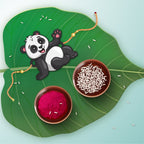 Indianvibez Panda Wooden Rakhi with Rudraksha, Cute Animal Rakhi for Brother, Shop India - Kids Rakhi | Grocsy