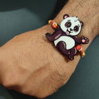 Indianvibez Panda Wooden Rakhi with Rudraksha, Cute Animal Rakhi for Brother, Shop India - Kids Rakhi | Grocsy