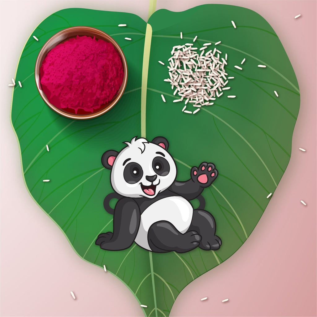 Indianvibez Panda Wooden Rakhi with Rudraksha, Cute Animal Rakhi for Brother, Shop India - Kids Rakhi | Grocsy