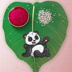 Indianvibez Panda Wooden Rakhi with Rudraksha, Cute Animal Rakhi for Brother, Shop India - Kids Rakhi | Grocsy