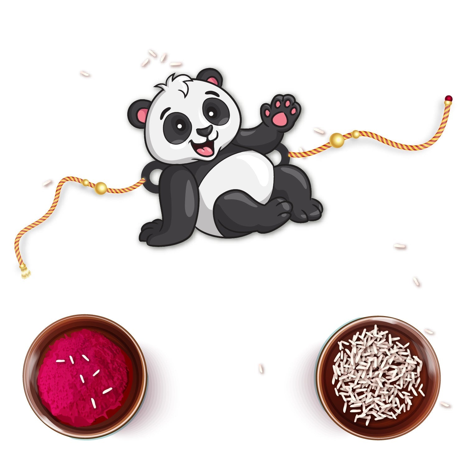Indianvibez Panda Wooden Rakhi with Rudraksha, Cute Animal Rakhi for Brother, Shop India - Kids Rakhi | Grocsy
