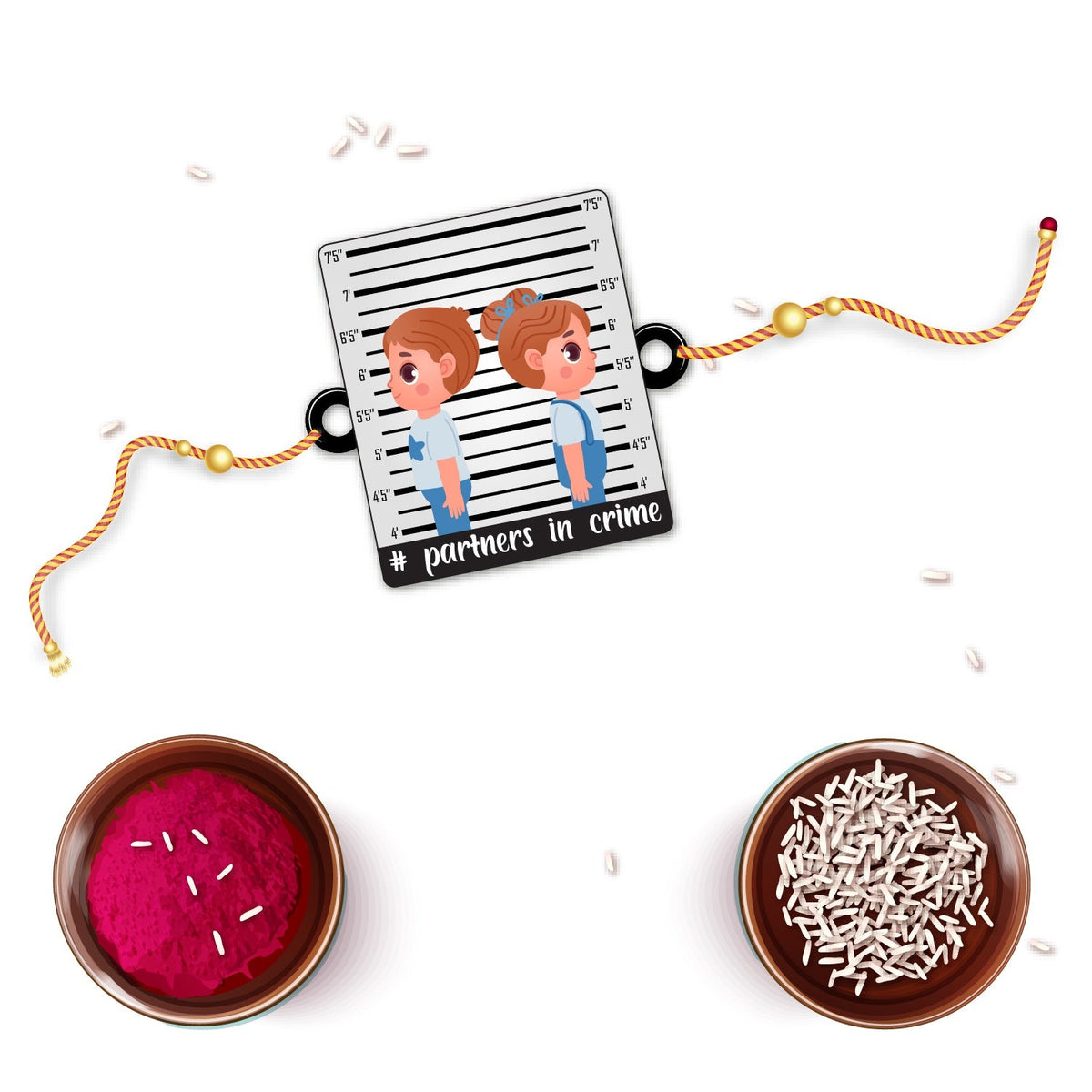 Indianvibez Partners in Crime Rakhi Wooden Rakhi for brother with Rudraksha Thread - Kids Rakhi | Grocsy