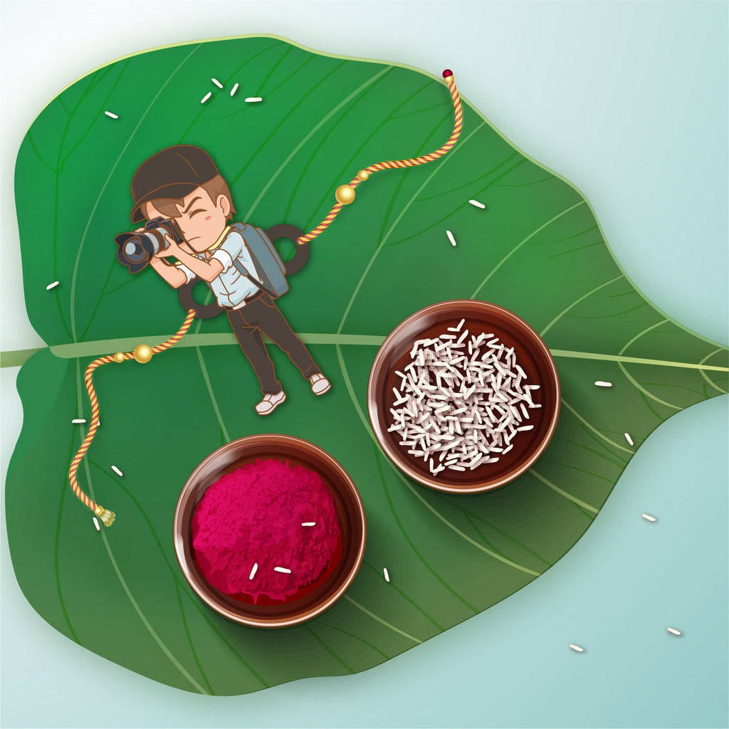Indianvibez Photographer Bhai Wooden Rakhi with Rudraksha, Hobby Rakhi for Brother, Shop India - Kids Rakhi | Grocsy