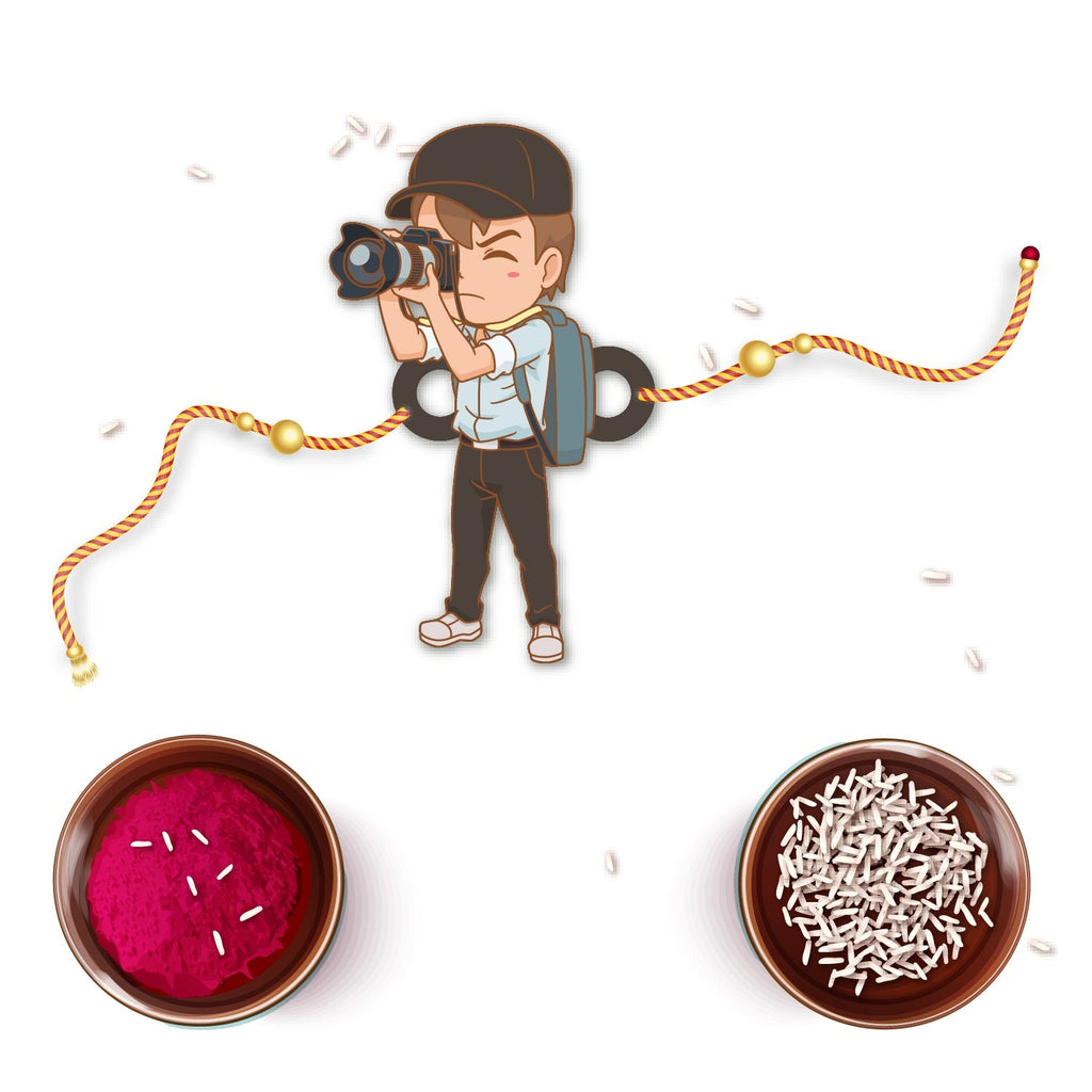 Indianvibez Photographer Bhai Wooden Rakhi with Rudraksha, Hobby Rakhi for Brother, Shop India - Kids Rakhi | Grocsy