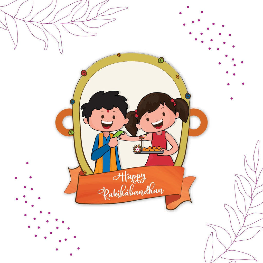 Indianvibez Happy Rakshabandhan Wooden Rakhi with Rudraksha, Traditional Rakhi for Brother, Shop India - Kids Rakhi | Grocsy