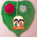 Indianvibez Happy Rakshabandhan Wooden Rakhi with Rudraksha, Traditional Rakhi for Brother, Shop India - Kids Rakhi | Grocsy