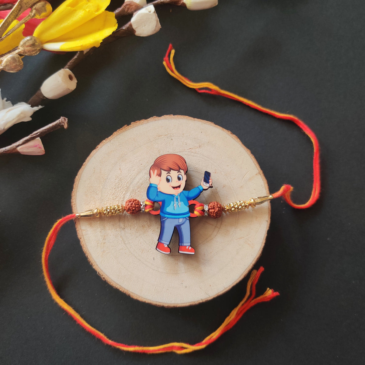 Indianvibez Selfie Wala Bhai Rakhi, Wooden Rakhi for Brother - Kids Rakhi | Grocsy