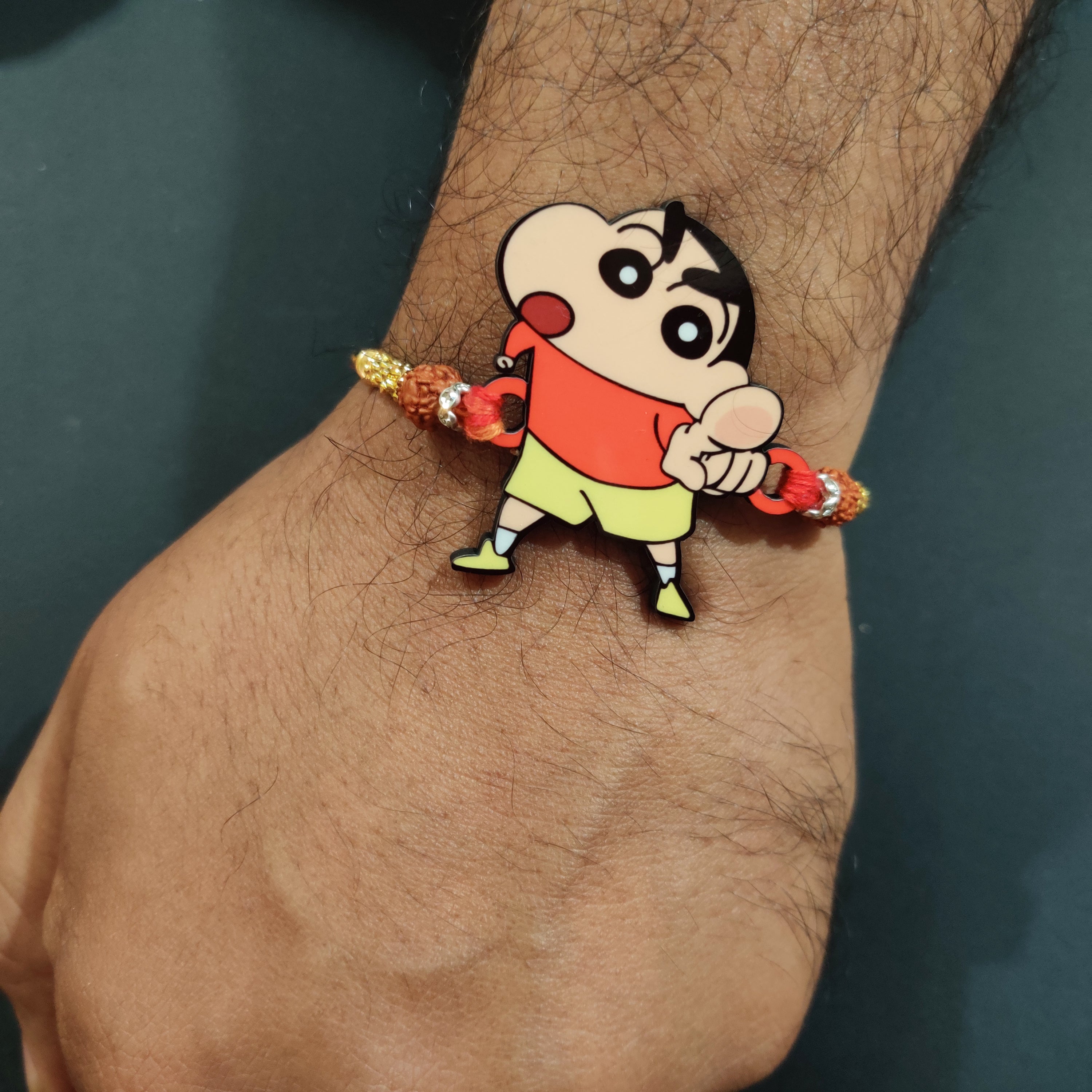 Indianvibez Shinchan Wooden Rakhi with Rudraksha, Funny Rakhi for Brother, Shop India - Kids Rakhi | Grocsy