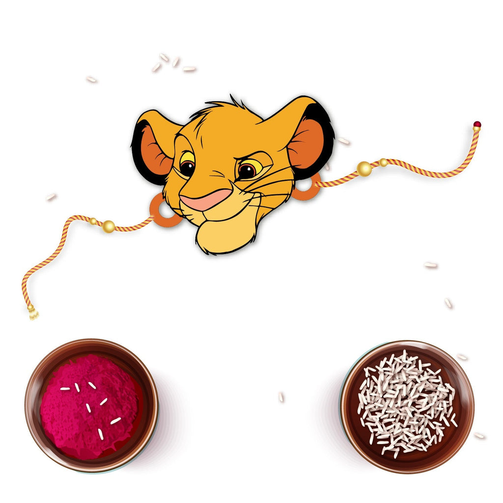 Indianvibez Simba Wooden Rakhi with Rudraksha, Lion King Rakhi for Bro, Shop India - Kids Rakhi | Grocsy
