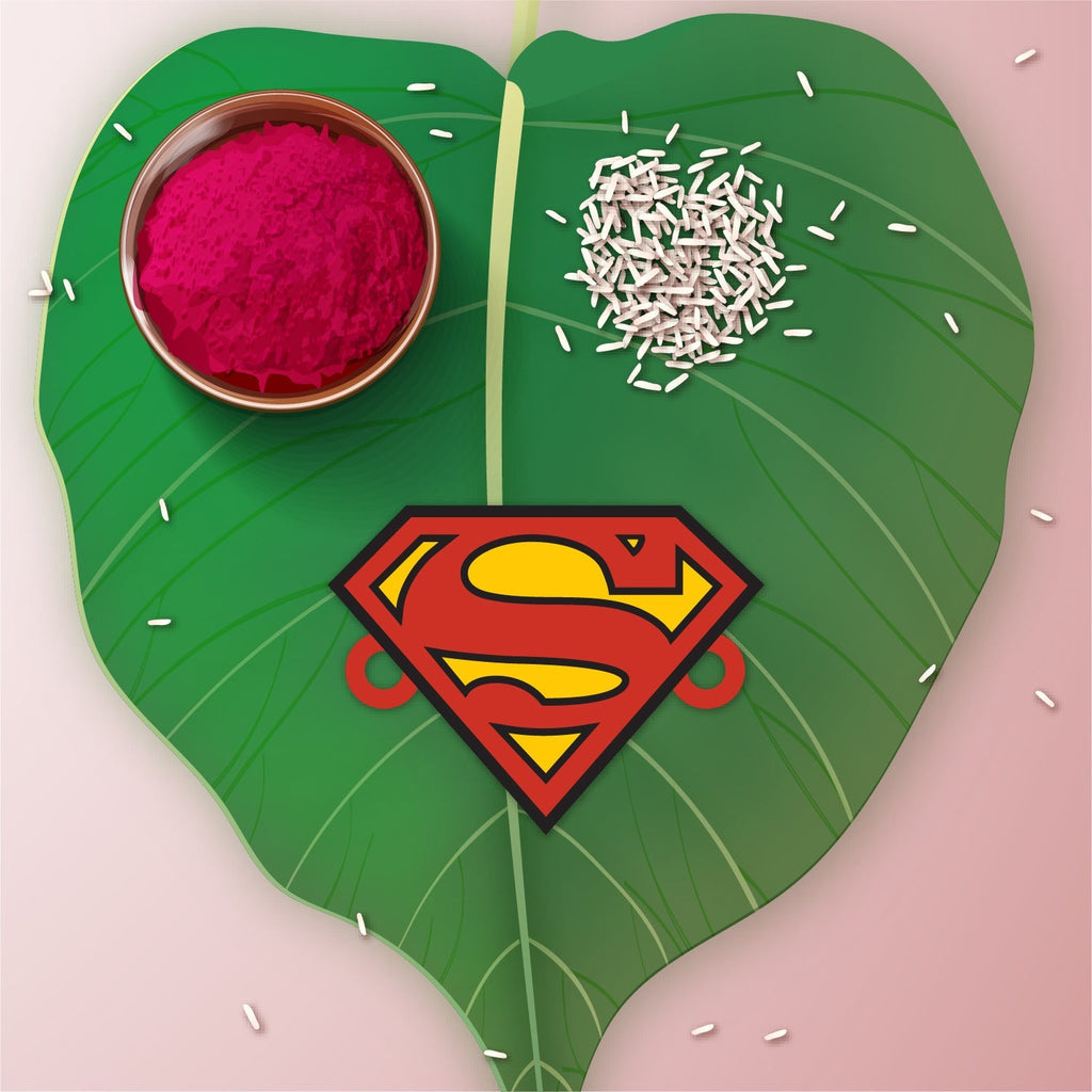 Indianvibez Superman Wooden Rakhi with Rudraksha, Superhero Rakhi for Brother, Shop India - Kids Rakhi | Grocsy
