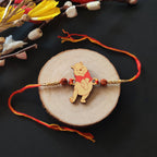 Indianvibez Winnie Pooh Wooden Rakhi with Rudraksha, Cute Rakhi for Brother, Shop India - Kids Rakhi | Grocsy