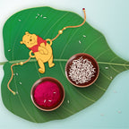 Indianvibez Winnie Pooh Wooden Rakhi with Rudraksha, Cute Rakhi for Brother, Shop India - Kids Rakhi | Grocsy
