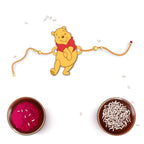 Indianvibez Winnie Pooh Wooden Rakhi with Rudraksha, Cute Rakhi for Brother, Shop India - Kids Rakhi | Grocsy