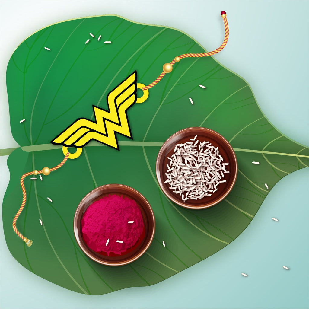 Indianvibez Wonder Woman Wooden Rakhi/Lumba - Kids Rakhi | Grocsy