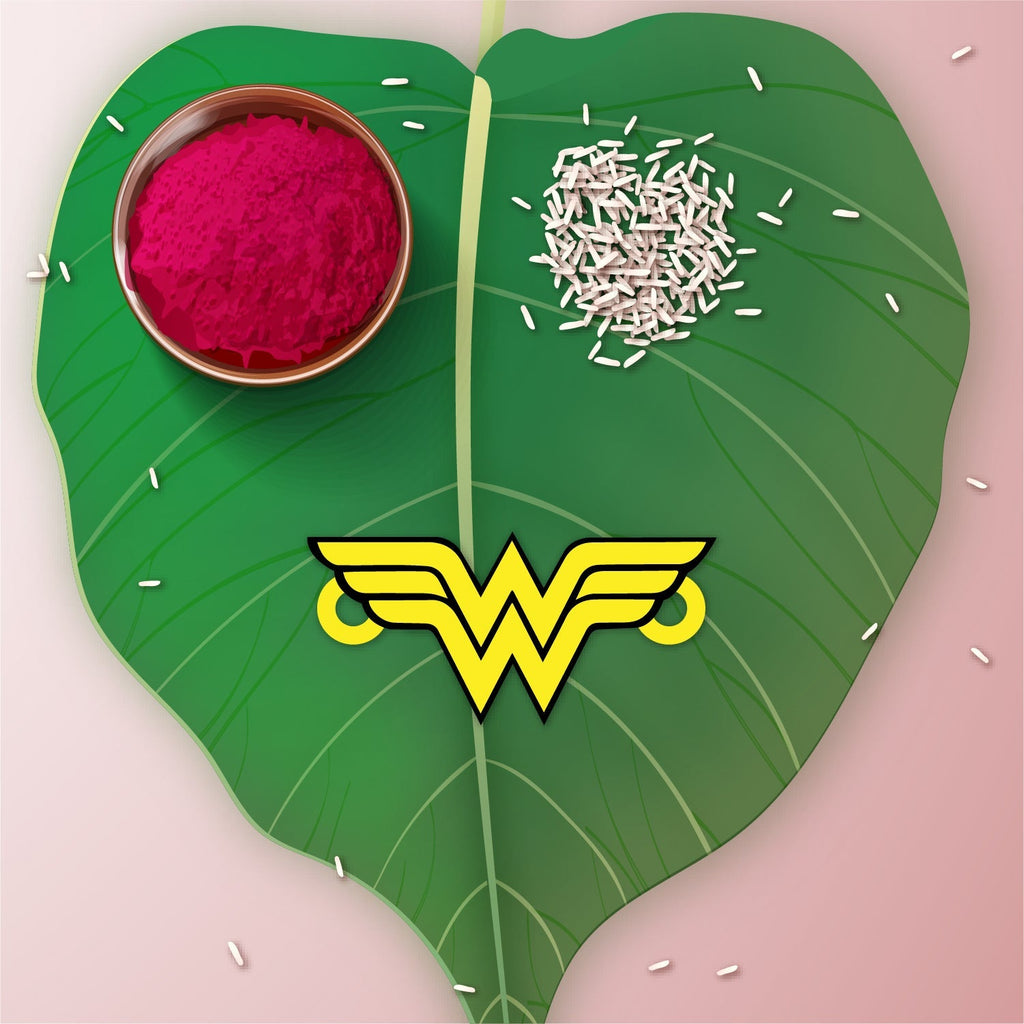 Indianvibez Wonder Woman Wooden Rakhi/Lumba - Kids Rakhi | Grocsy
