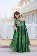 Lehenga Mart Designer Georgette Bandhej Gown & Dupatta | Grocsy