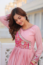 Lehenga Mart Pure Chinon Bandhej Gotta patti cording Work Gown | Grocsy