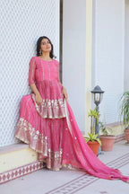 Lehenga Mart Pure Simmer Top & Sharara for womens | Grocsy