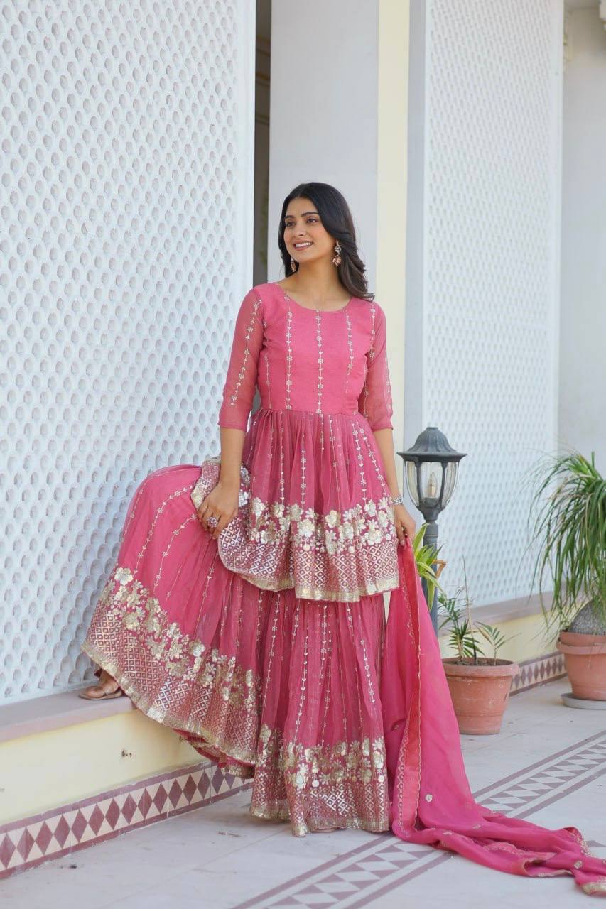 Lehenga Mart Pure Simmer Top & Sharara for womens | Grocsy
