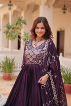 Lehenga Mart Georgette Long Gown & Dupatta for wedding Party wear | Grocsy