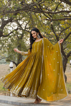 Lehenga Mart Georgette Long Gown & Dupatta for wedding Party wear | Grocsy