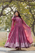 Lehenga Mart Georgette Long Gown & Dupatta for wedding Party wear | Grocsy