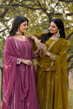 Lehenga Mart Georgette Long Gown & Dupatta for wedding Party wear | Grocsy