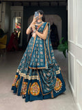 Lorenvalley Rama Pure Rayon Navratri Chaniya Choli, Complete With Sophisticated Printed Foil Work And Gamthi Patch & Lace Touch-Up | Grocsy