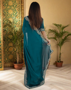 Lorenvalley Fashion Rama Rangoli Silk with Coding Lace Work Saree with Blouse | Grocsy