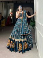 Lorenvalley Rama Pure Rayon Navratri Chaniya Choli, Complete With Sophisticated Printed Foil Work And Gamthi Patch & Lace Touch-Up | Grocsy