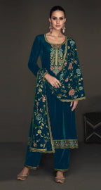 Lorenvalley Fashion Women Rama Velvet Embroidered Salwar Suit Material | Grocsy