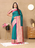 Lorenvalley Fashion Rama Soft Silk weaving Design Rich Zari Weaving Saree | Grocsy