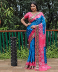 Lorenvalley Premium Pure Bandhej Tapeta Soft light weight silk saree with zari weaving Border - Multicolor | Grocsy