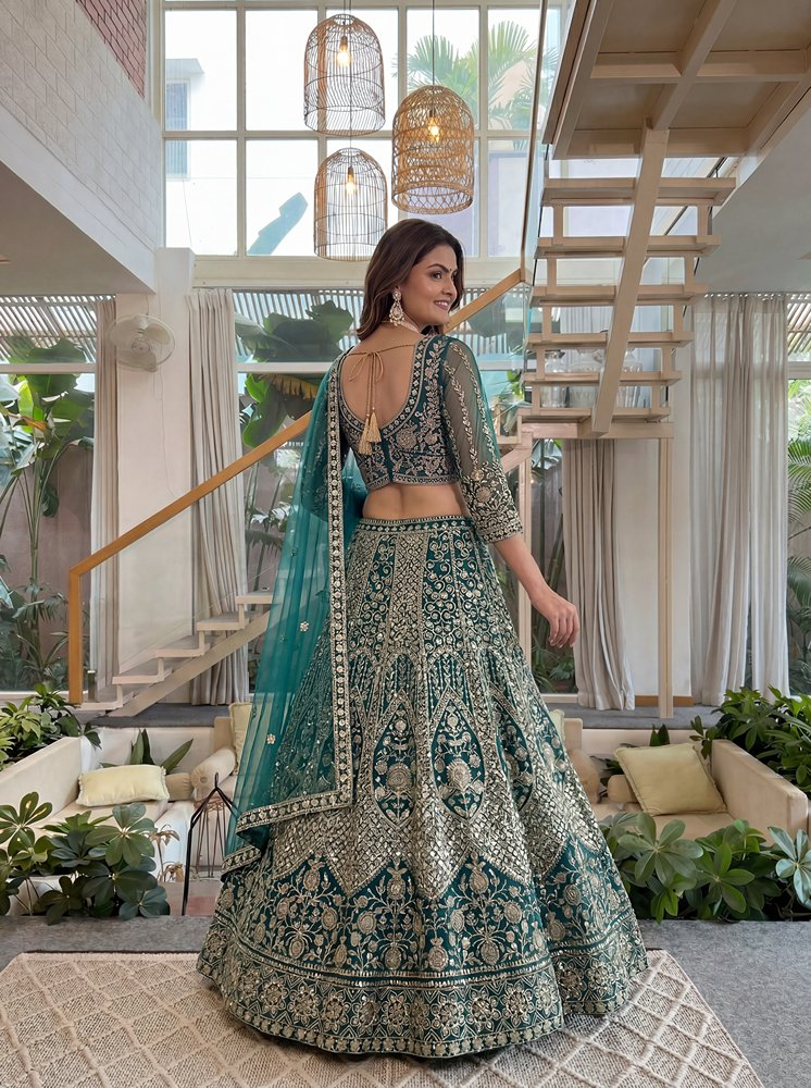 Lehenga Mart Net Lehenga With Cording Embroidery Work-Rama | Grocsy