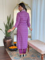 The52 Women's Muslin hand Embroidered Straight Kurta, Pant and Dupatta Set | Grocsy