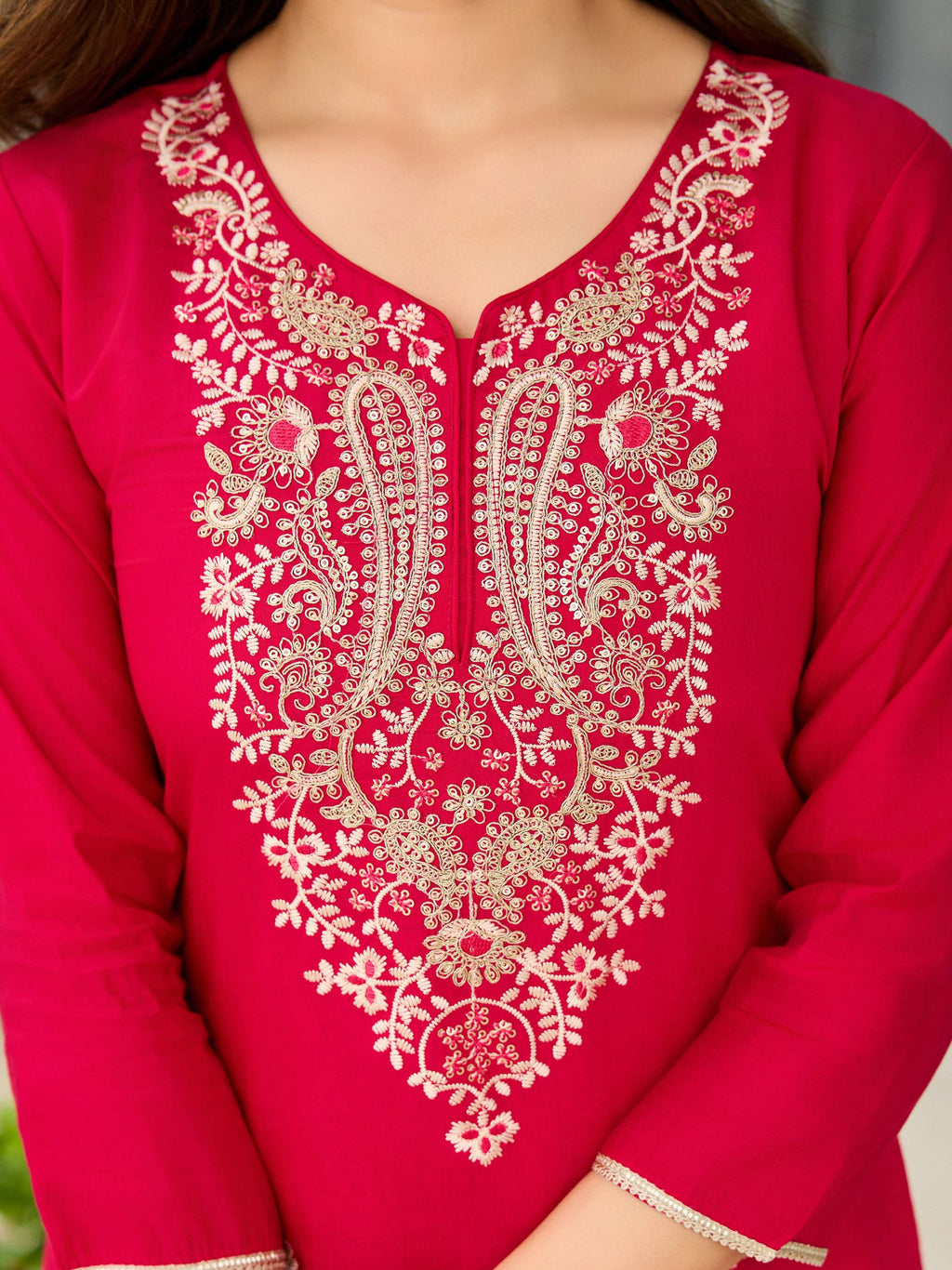 The52 Women's Gorgeous Viscose Embroidery work Straight Kurta with Pant and Dupatta Set | Grocsy