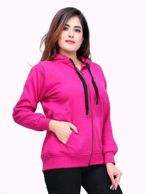 PAVONINE Rani Color Casual Winter Wear Hoodie Sweatshirt For Girls | Grocsy