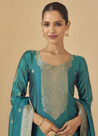 Vegaa Fashion Rama Viscose Silk Jacquard Wedding Wear Salwar Suit | Grocsy
